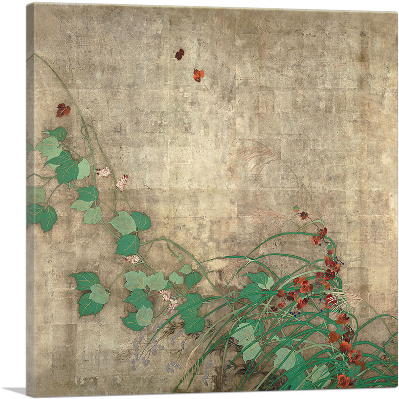 " Autumn N Flower Plants " by Sakai Hoitsu Painting Print, 26" H x 26" W x 0.75" D