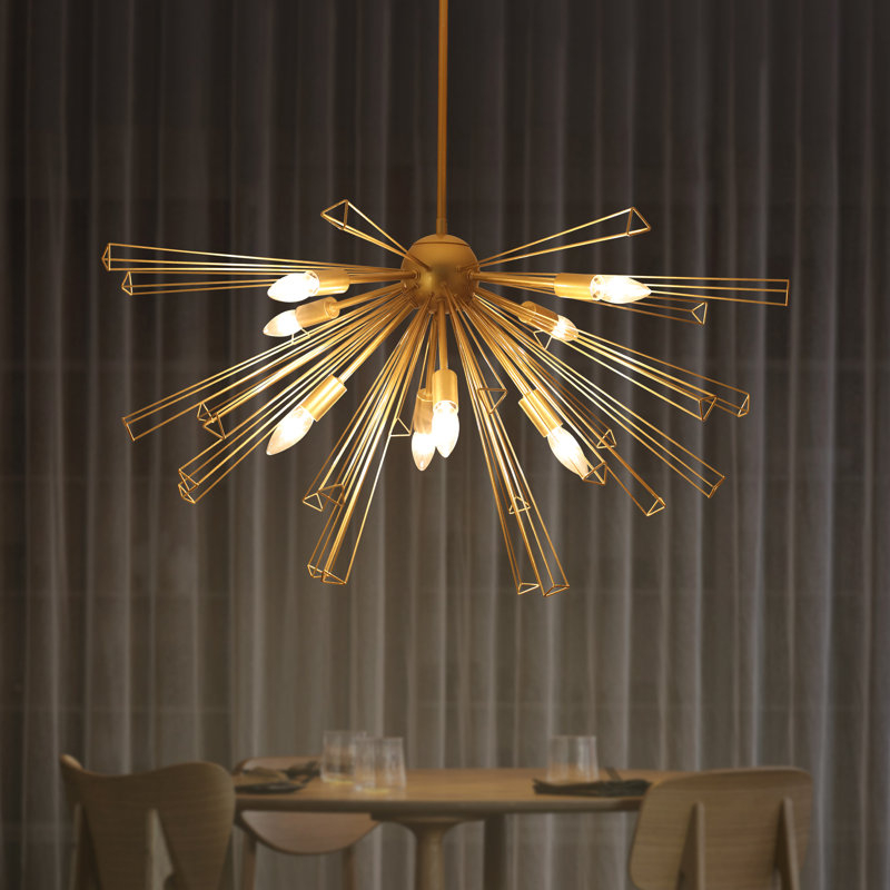 Lustre sphérique spoutnik 8 lumières 33 pouces classique / traditionnel, Doré