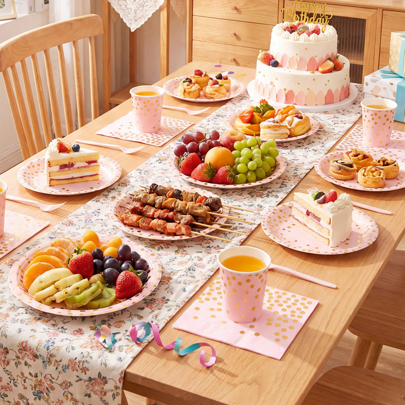 60-Piece Disposable Birthday Party Paper Tableware Set