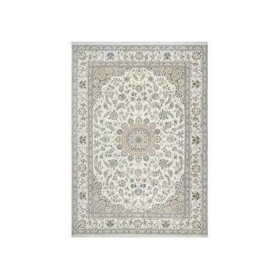 Tapis blanc en laine et en soie noué à la main 9 pi 9 po x 13 pi 9 po Nain Design 364F9A4777B040DE98DC885704EAB08C