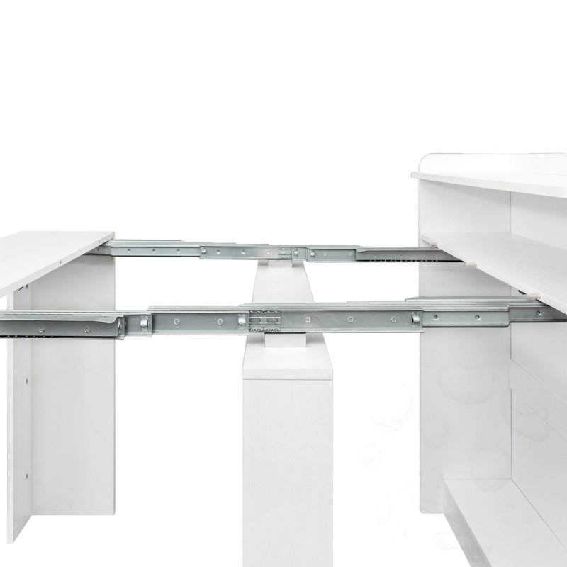 Table de salle à manger extensible avec rangement, Blanc