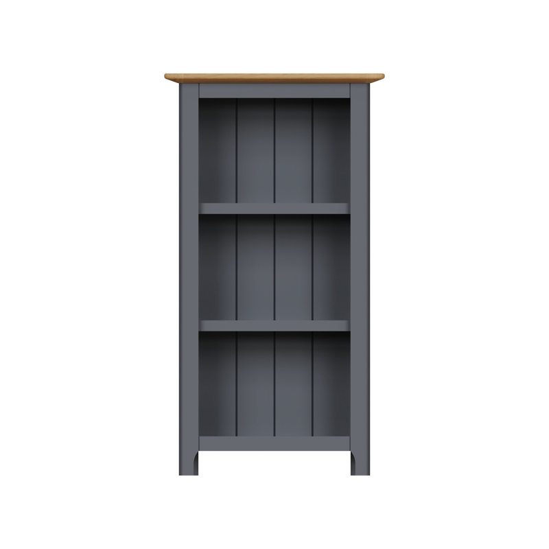 Daris 3 Tier Low Bookcase Shelving Unit. Solid Oak Top. Fully Assembled, Blue