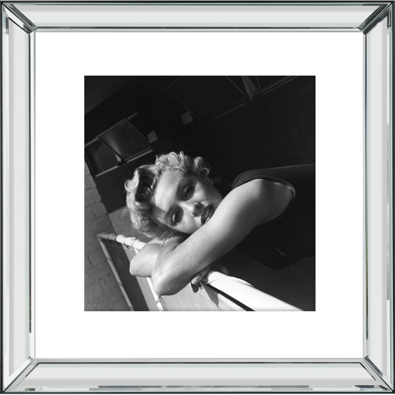 Marilyn Monroe Posing In The Studio - Print on Wood, 45cm H x 45cm W x 5cm D, Silver