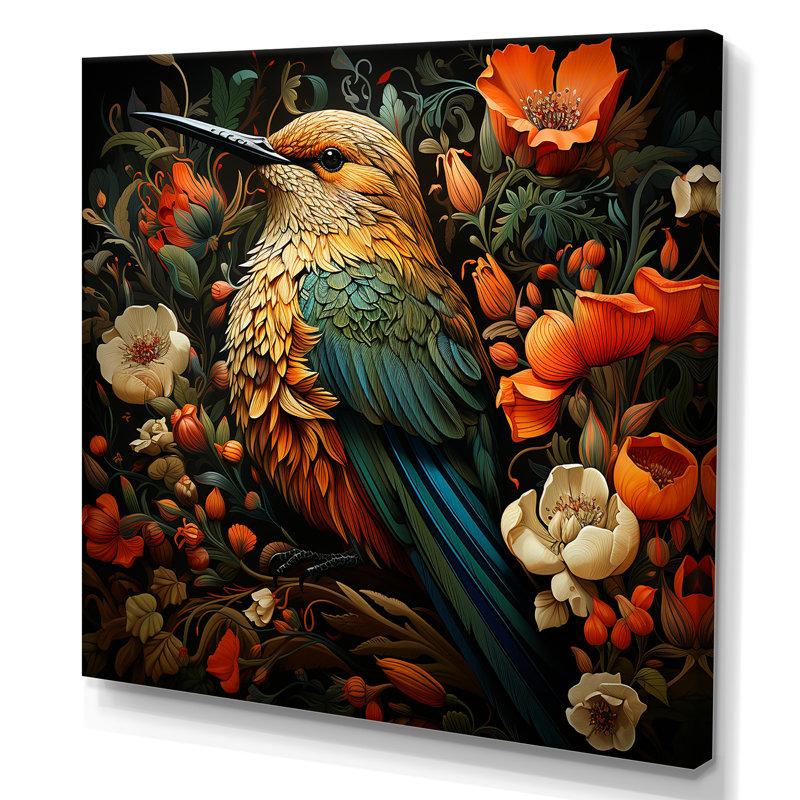 «Hummingbird Gardens Guardian», art mural colibri, Toile tendue, H 16 po x l 16 po x P 1 po
