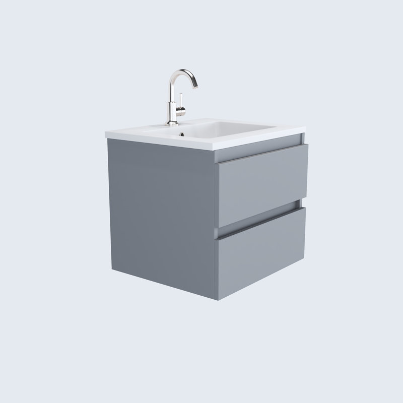 Ensemble de meuble-lavabo mural simple 24 po Salt [20D], Blanc