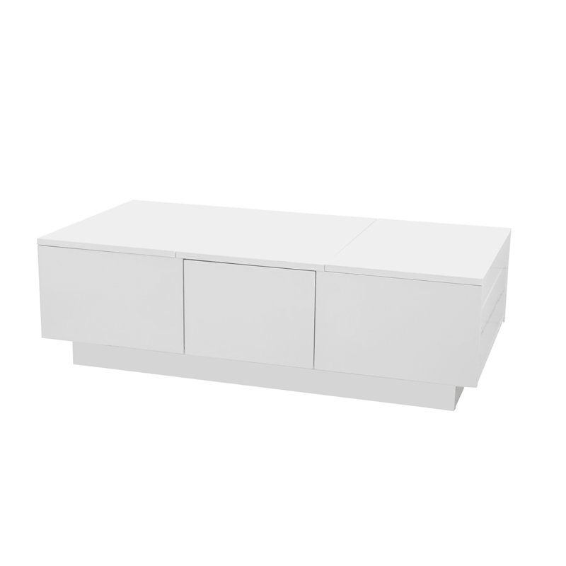 Block Coffee Table with Storage, White