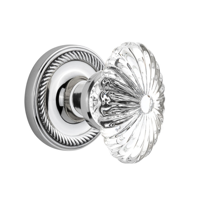 Rope Rosette with Oval Fluted Crystal Door Knob Nostalgic Warehouse