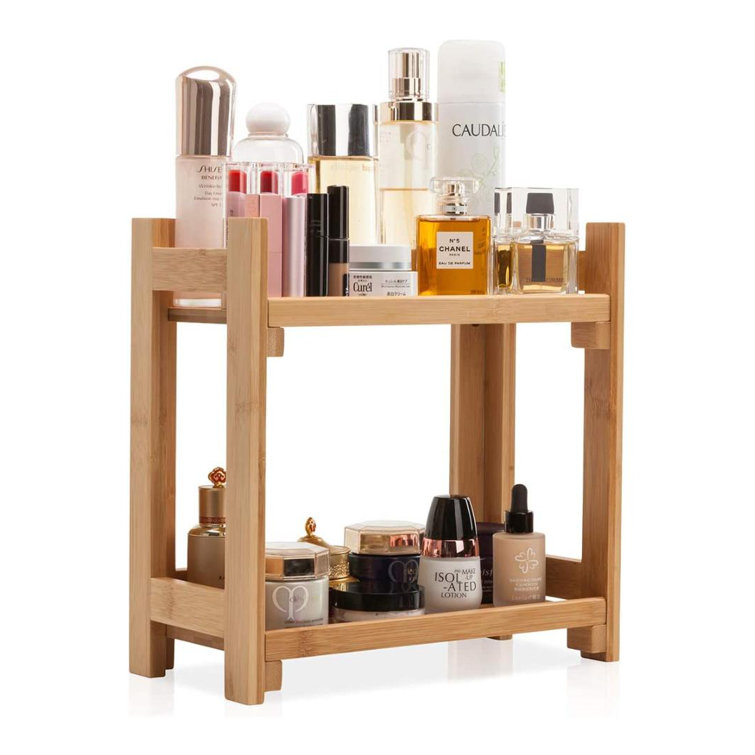 Bamboo Makeup Organizer, Display Stand Shelf Counter Storage Shelf