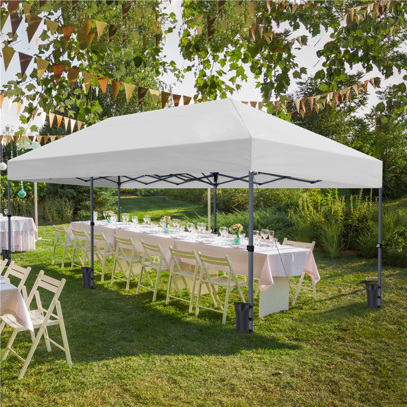 10 x 20 FT Pop-up Canopy with One-Push-To-Lock Setup Mechanism, White