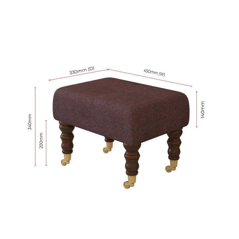 Autryville Wood Caster Leg - Fabric, Mahogany, Poz, Imperial Burgundy