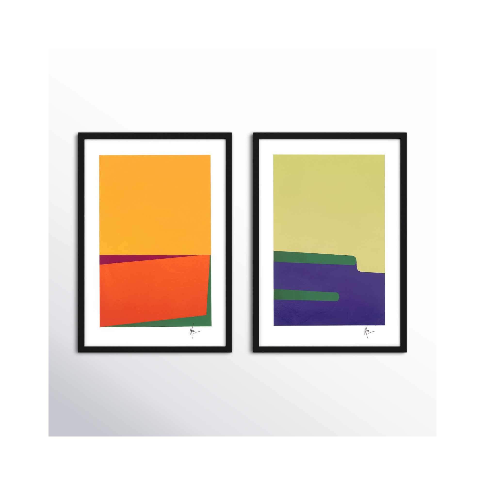 Sahara & Kalahari. Set Of 2 by Lee Lessem, 38" H x 26.5" W x 1.25" D, Black