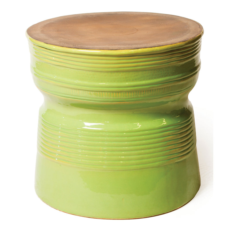 Ancaris Outdoor Round Side Table, Tuscan Orange, Metallic