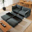 Canapé modulaire en tissu de chenille 2 places avec 2 repose-pieds mobiles et tiroirs de rangement cachés sous chaque siège, conception moderne et peu encombrante-1155874166