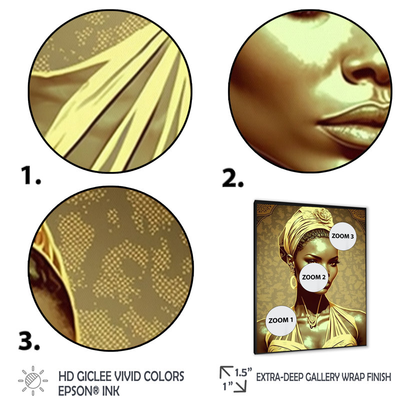 «Ebtehal Beautiful Retro African American Model VI», reproduction sur toile, H 44 po x l 34 po x P 1,5 po, Cadre photo noir