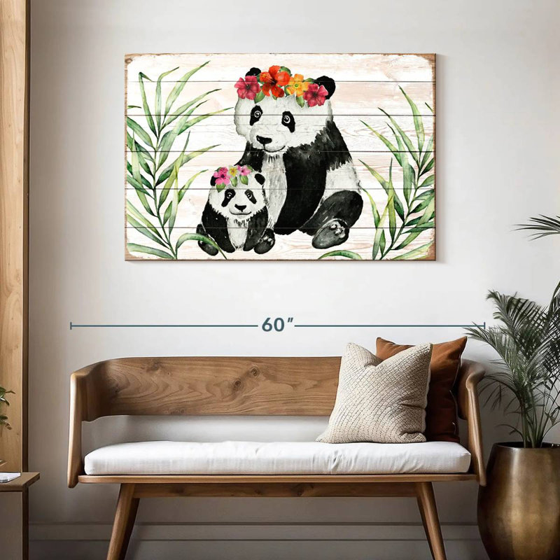 Couronne florale Brampt Pandas, H 30 po x l 45 po