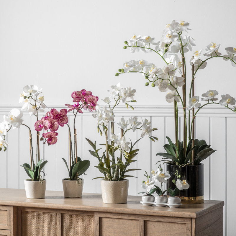 80cm Faux Flowering Plant in Ceramic Pot