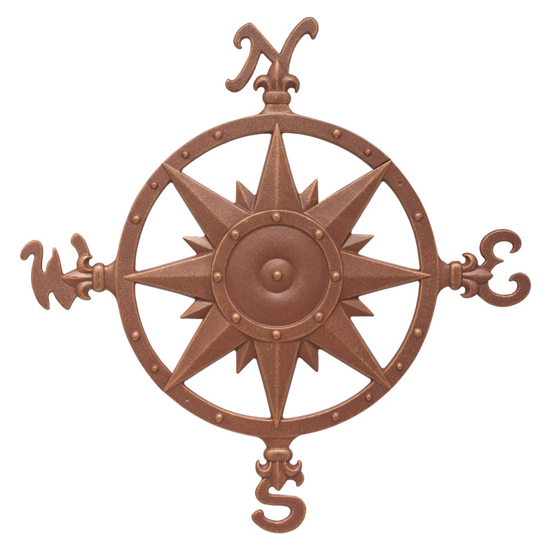 Nauctical Compass Wall Décor, Classic Copper
