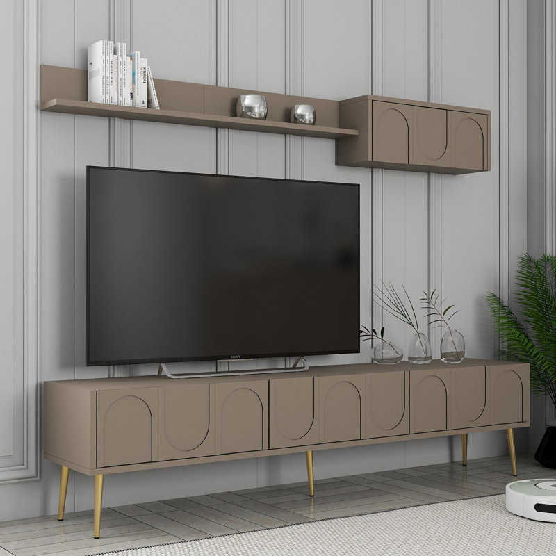 Keikei Unfinished TV Stand, Brown/Gold