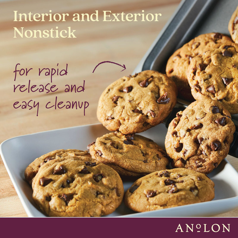 Anolon Advanced Nonstick Bakeware / Baking Set with Silicone Grips, Gray, 5-Piece Set (3 Cake Pans, 1 Cookie Sheet, 1 Rack)