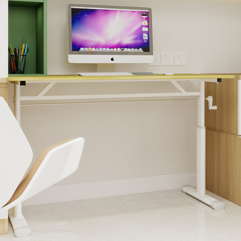Adjustable Study Desk Suitable For Children And Adults, Height-Adjustable, Multifunctional Home Office Desk, Compact Design, Desktop Dimensions: 60Cm × 120Cm, White Frame