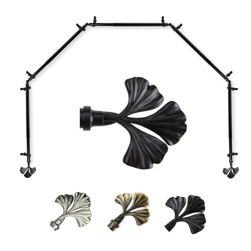 Ensemble de quincaillerie à rideaux simple 5 côtés pour fenêtre à baies Neoma, Noir, 28 à 48 po (de chaque côté)
