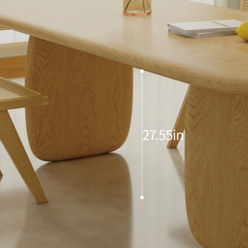 Warm solid wood table set, 29.52"H x 62.99"L x 27.55"W
