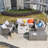 7-Piece Rattan Patio Sectional Sofa Set With Fire Pit Table