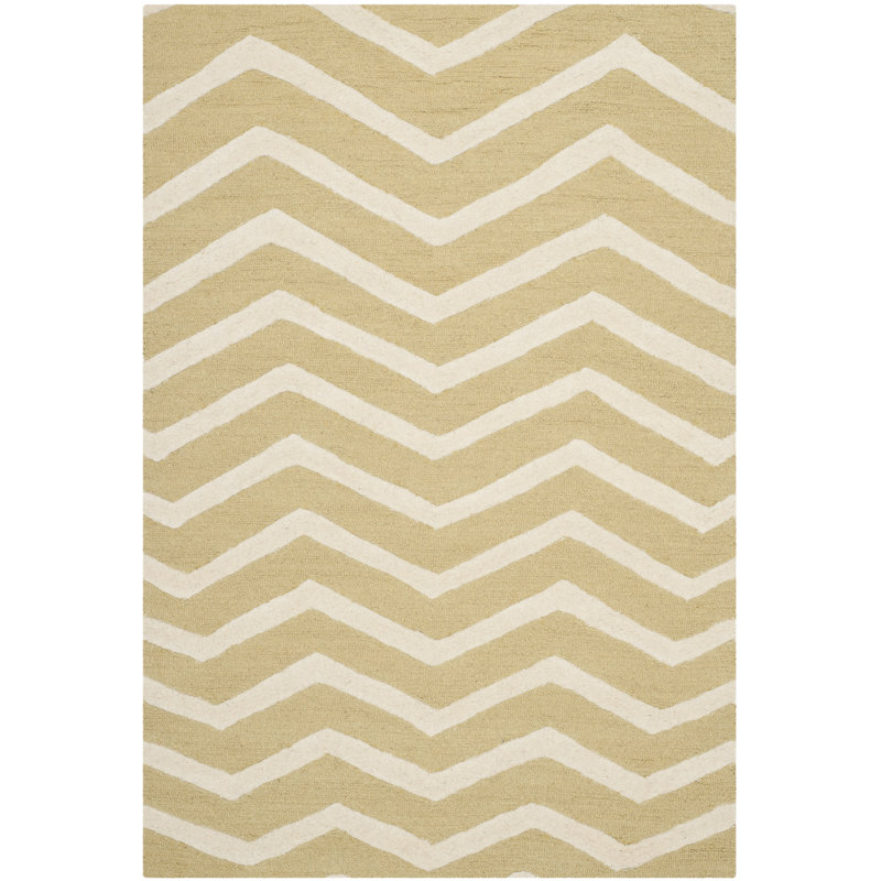 Bessler Chevron Wool Hand Woven Area Rug, Rectangle 122 x 183 cm