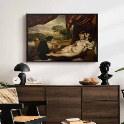 Vénus et le joueur de luth, v. 1565-1570 - Titien (Tiziano Vecelli) - Toile tendue avec châssis encadré