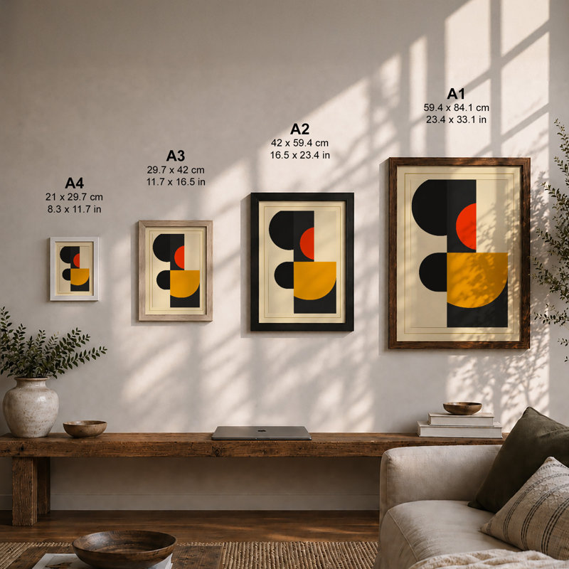 Composition Geometric - Framed Print, Walnut, A4 - 29.7 x 21.0 cm