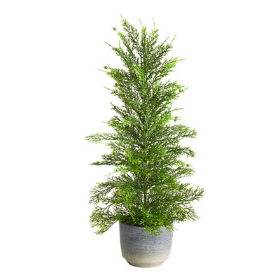 27'' Faux Cedar Tree in Cement Planter