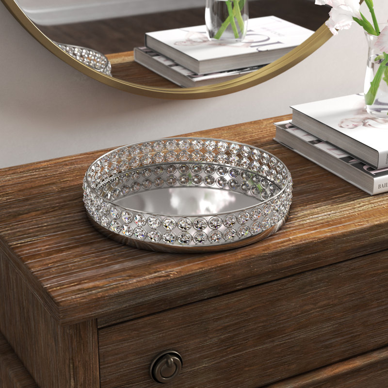 Plateau de coiffeuse Alisson, H 2,25 po x l 12 po x L 12 po, Argent