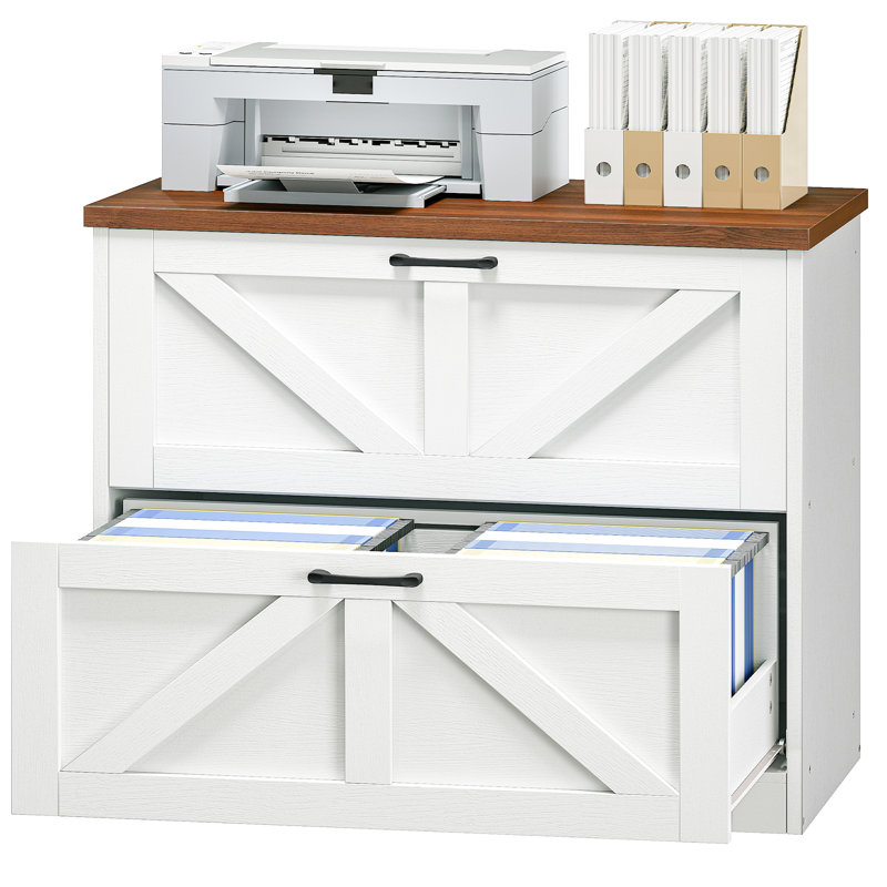 2-drawer Filing Cabinet, Farmhouse Style, Accommodates A4, Letter, And Legal Size