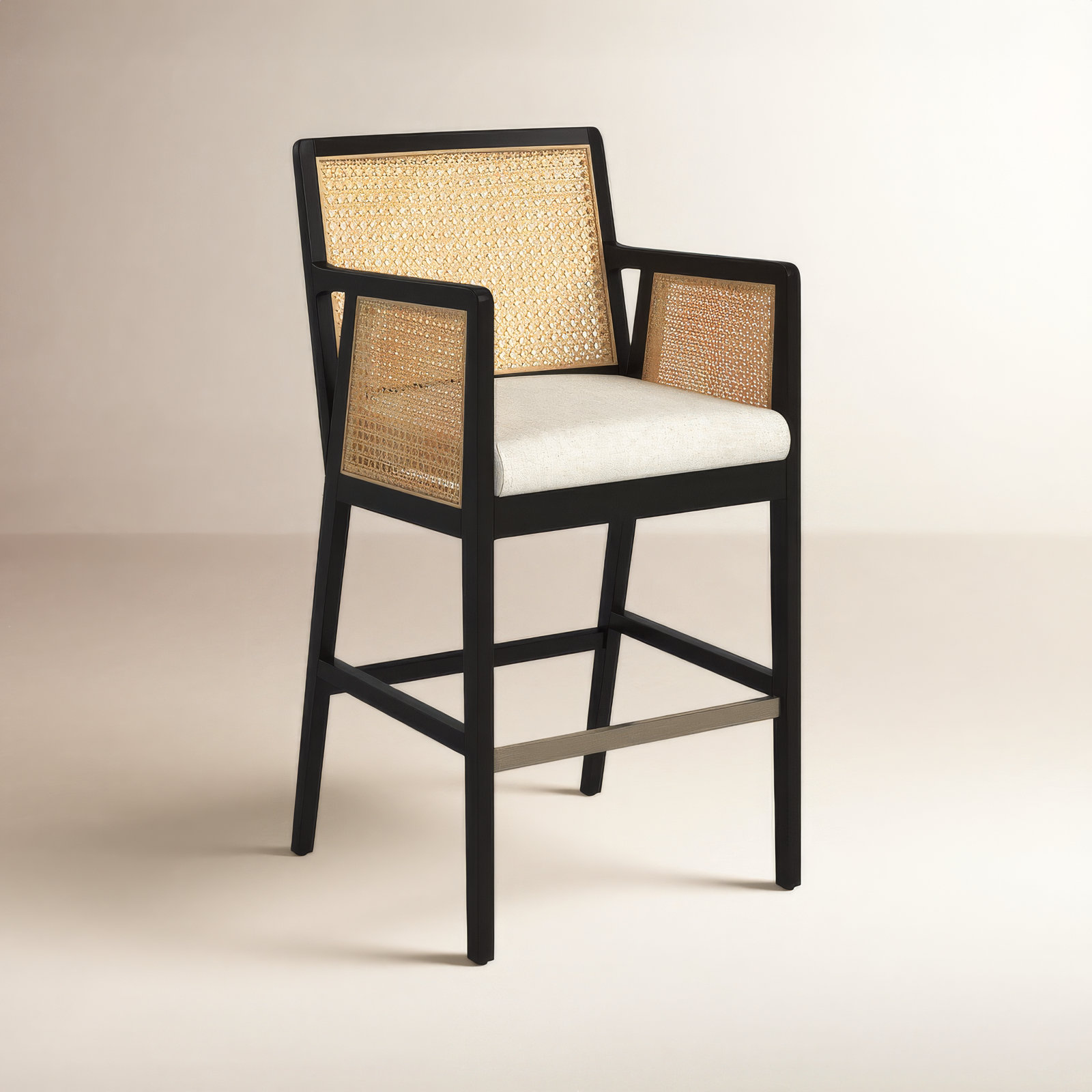 Octavia Counter & Bar Stool, Bar Stool (31.25" Seat Height), Beige, Black/Natural