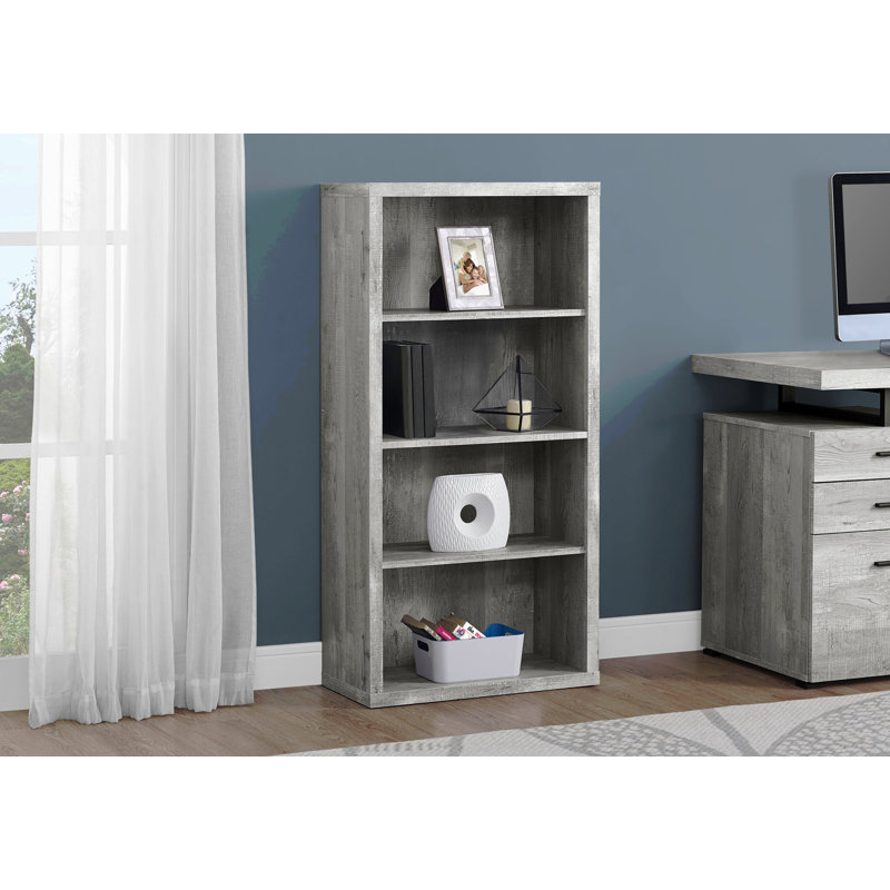 Bibliothèque, bibliothèque, étagère, 5 niveaux, H 48 po, bureau, stratifié de chambre à coucher, contemporain, moderne, Gris