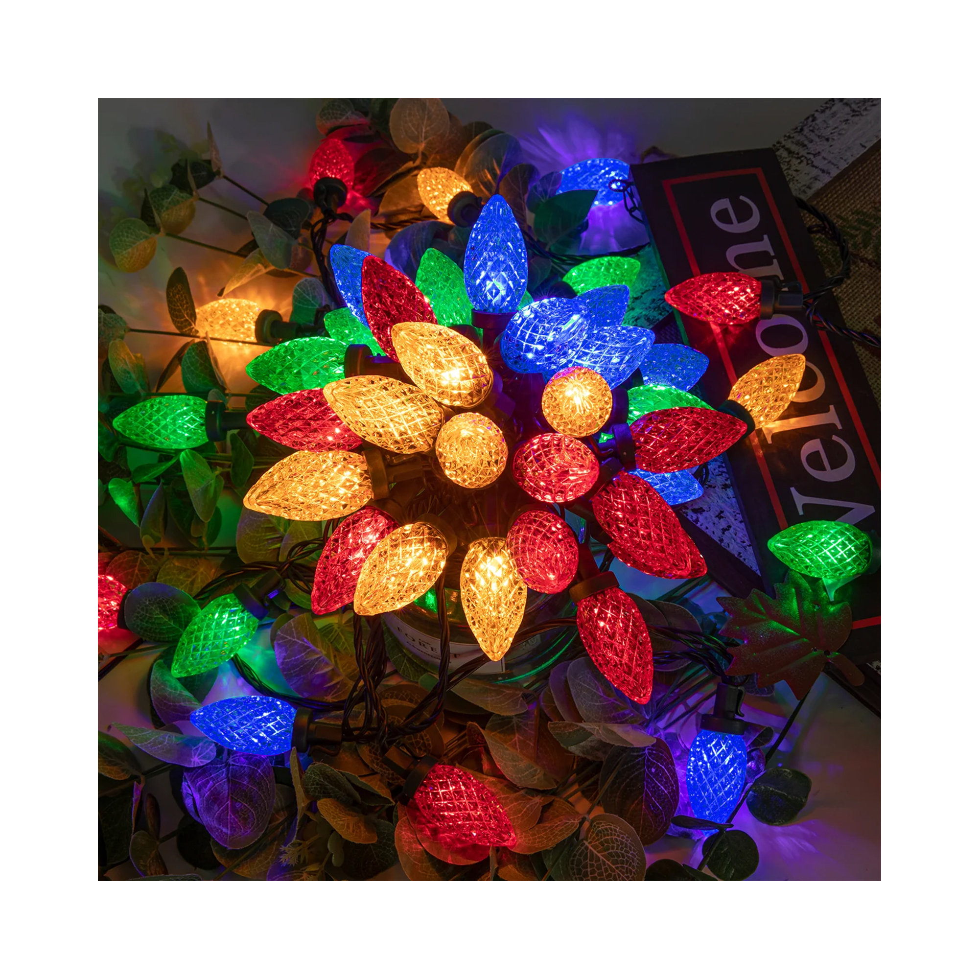 C9 LED Christmas String Lights, Multicolor, 100