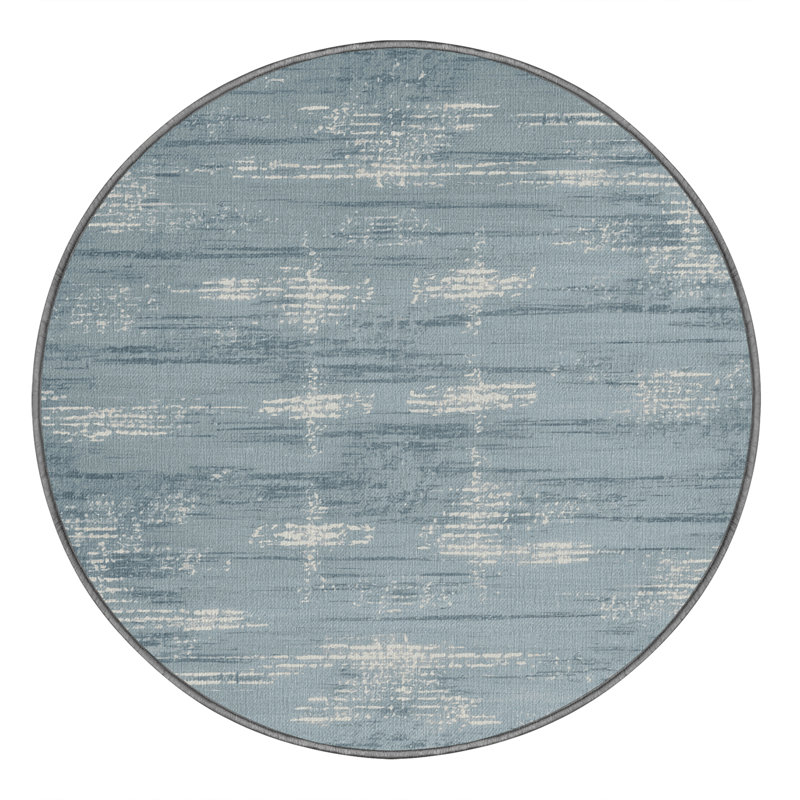 Tapis abstrait gris lavable à la machine, Rond 5 pi
