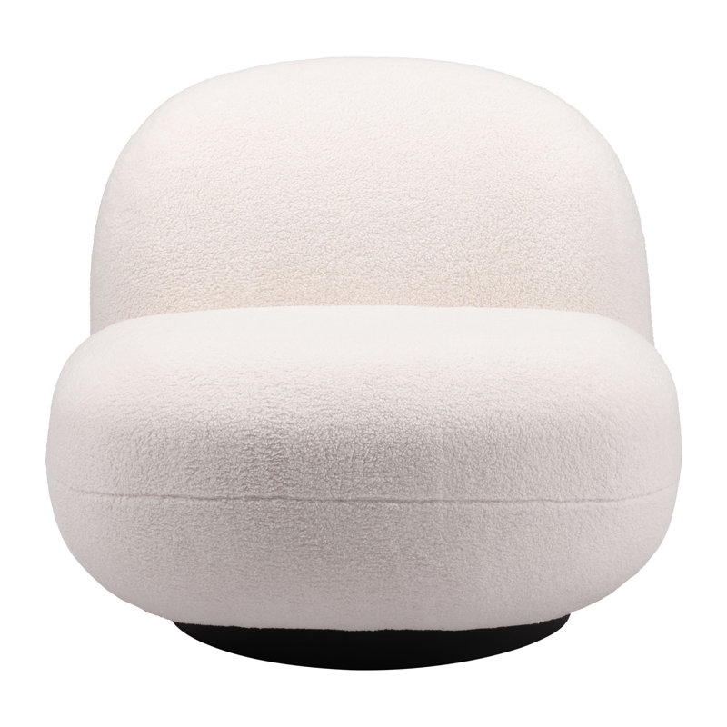 Upholstered Slipper Chair, White Polyester
