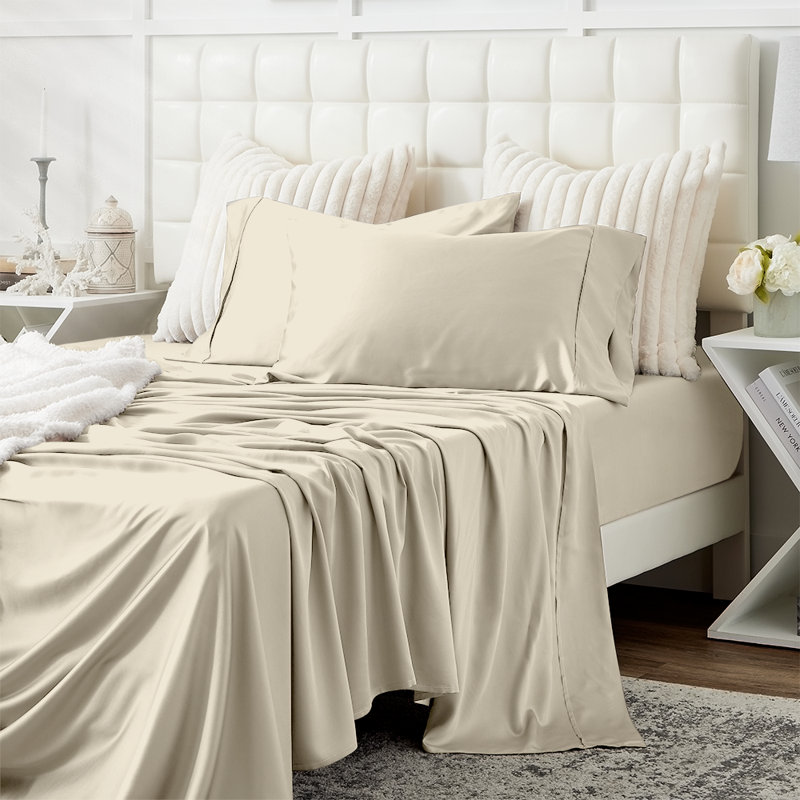 King Cream Organic Bamboo Rayon Bed Sheet Set