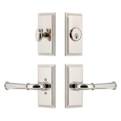 Grandeur Carre Short Plate Entry Set with Georgetown Lever in Polished Nickel