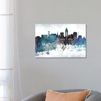 Lincoln Bluish Skyline by WallDecorAddict - Wrapped Canvas Print