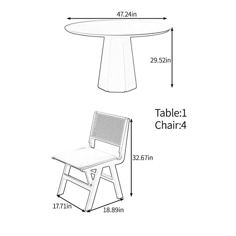 Ensemble de table Creative en bois massif