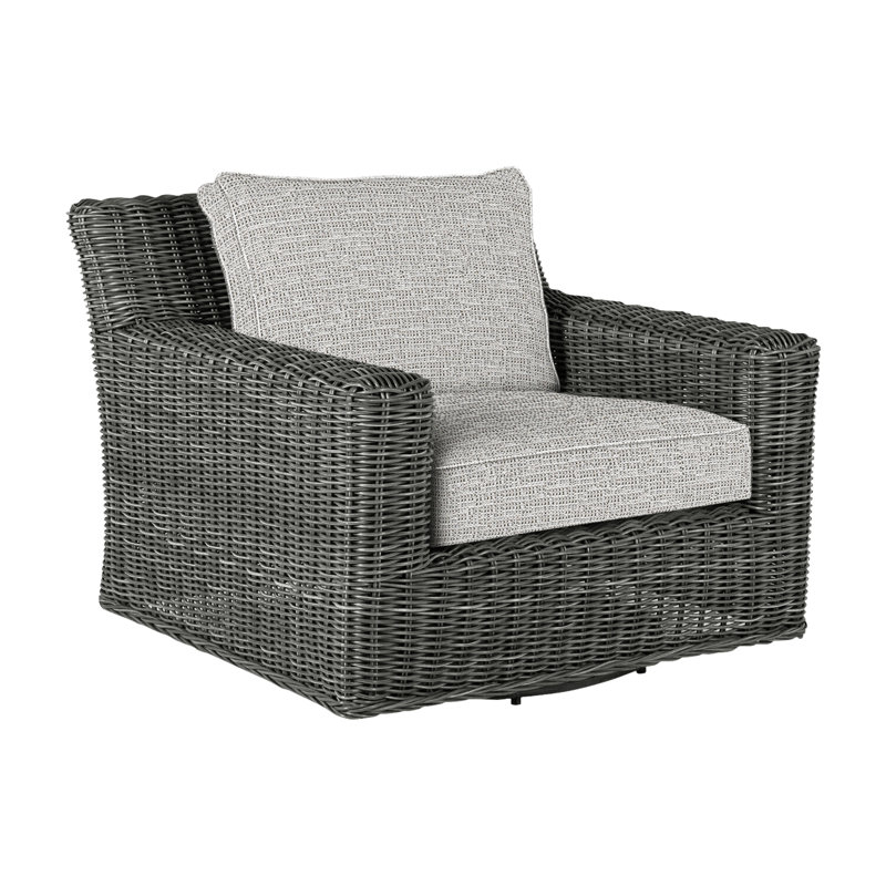 Chaise longue rotative en résine tressée rustique tissée rustique N-Dura (sans haut-parleur), Gris ardoise, Welt