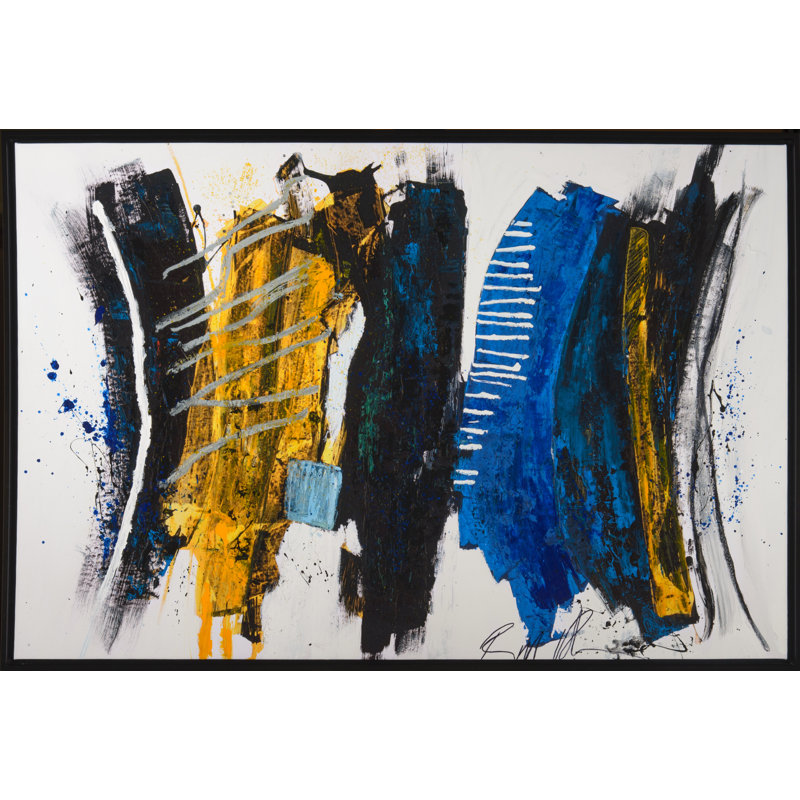 «Blue Box» par Robert Robinson, peinture sur toile à cadre flottant