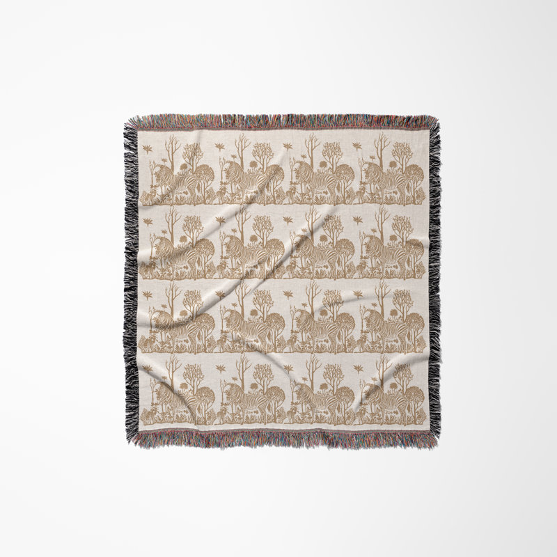 Jeté en mélange de coton Zia Zebra, Beige / Blanc cassé, L 60 po x l 60 po