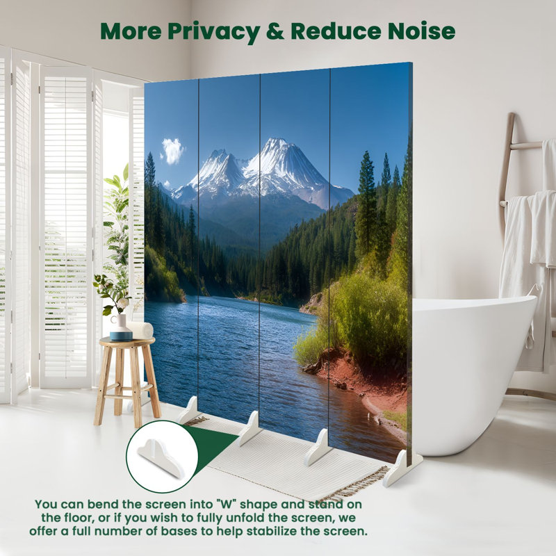 Paravent 4 panneaux à cloison pliable Royal Lake Siskiyou Mt Shasta, 4, H 71 po x l 64 po x P 1 po