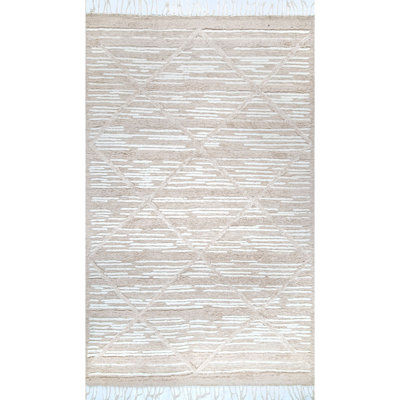 Tapis beige à poils longs Croce