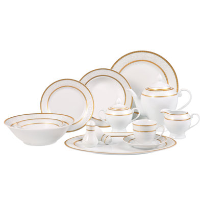 57 Piece Porcelain China Dinnerware Set - Service for 8