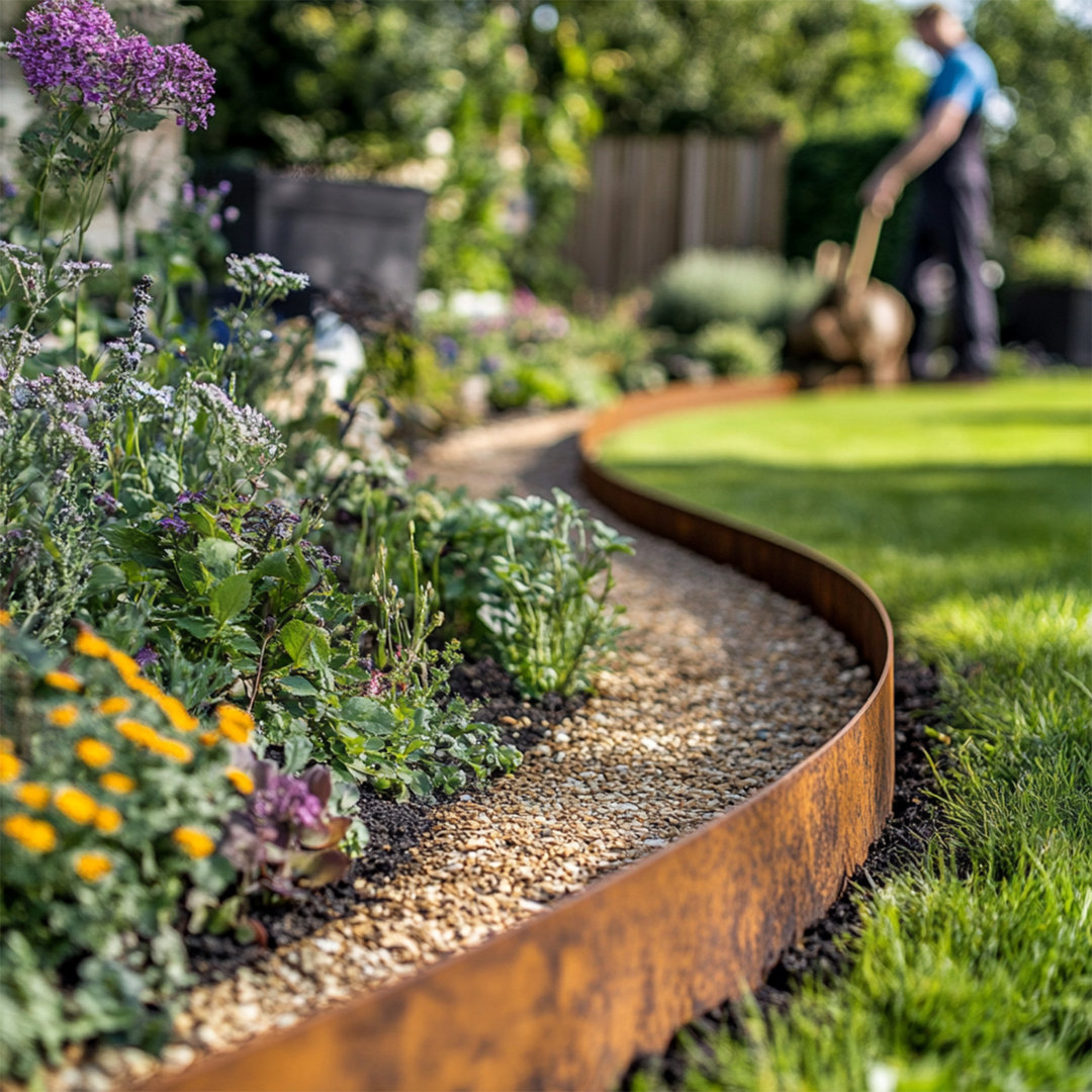 14cm H x 1000cm W Galvanised Steel Lawn Edging