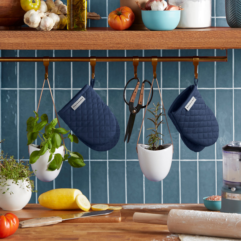 KitchenAid Asteroid Solid Textured Mini Oven Mitt, Ink Blue